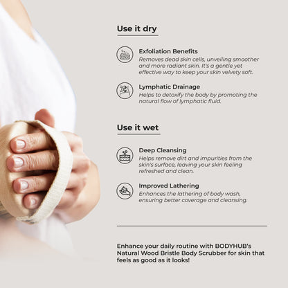 Natural Wood Bristle Body Scrubber